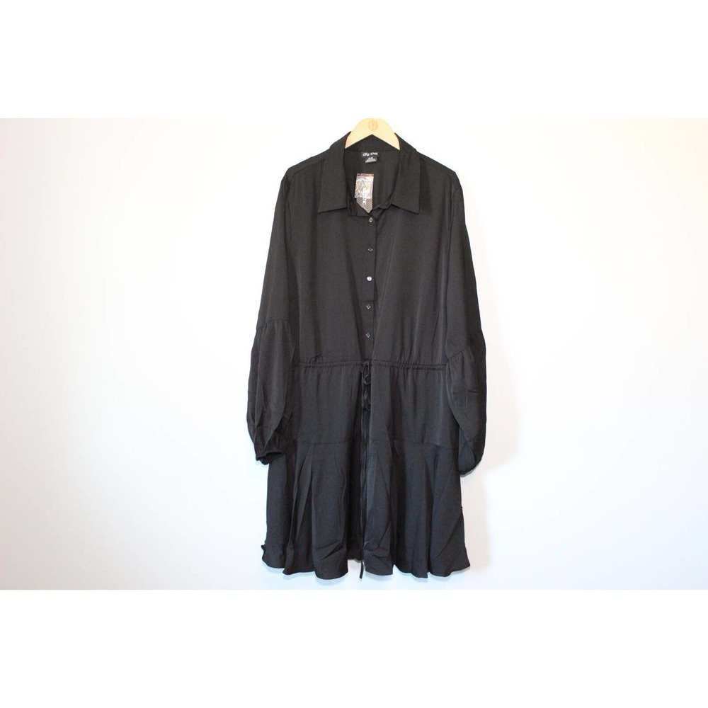 NWT *READ NOTE* City Chic Flounce Shirt Dress Black Plus Size 22 XL H14235 - Picture 2 of 12